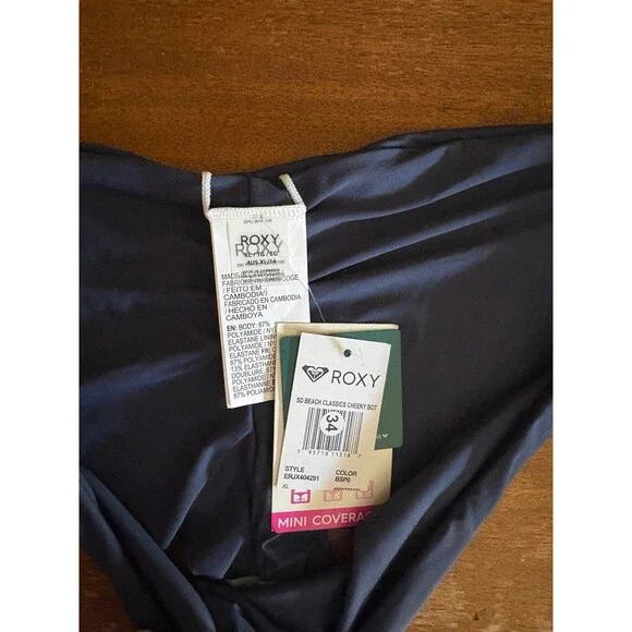 ROXY Juniors' Beach Classics Cheeky Bikini Bottom Black XL - Picture 3 of 5